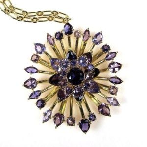 Carolee Gold-Tone and Purple Stone Flower Necklace